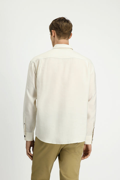 Off-white long-sleeved oversized lyocell blend shirt
