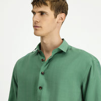 Forest Green Long Sleeve Oversize Lyocell Blend Shirt