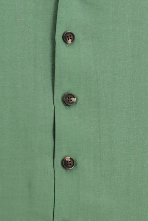 Forest Green Long Sleeve Oversize Lyocell Blend Shirt