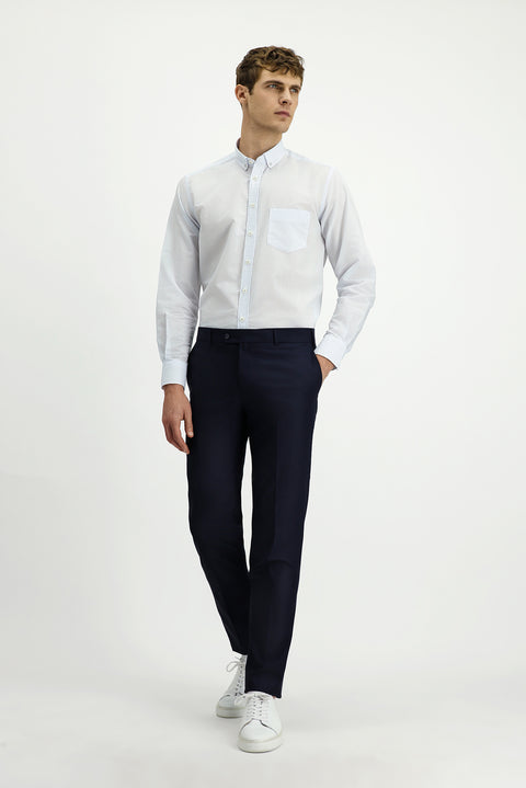 Light Blue Long Sleeve Regular Striped Button-Down Collar Cotton Shirt