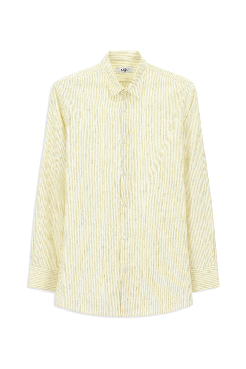 Light Brown Long Sleeve Regular Fit Cotton Sporty Striped Shirt
