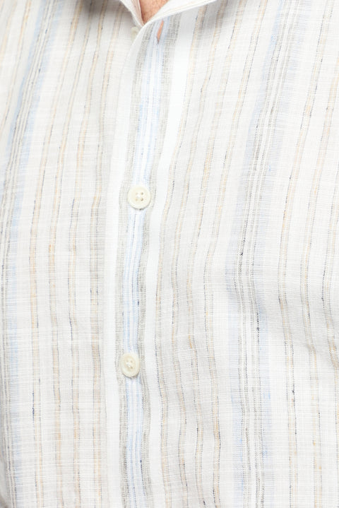 Light Navy Long Sleeve Regular Fit Cotton Sporty Striped Shirt