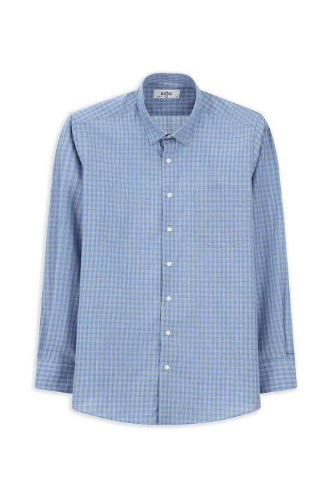 Medium Gray Long Sleeve Regular Fit Plaid Cotton Easy-Iron Shirt