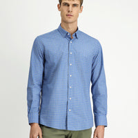 Medium Gray Long Sleeve Regular Fit Plaid Cotton Easy-Iron Shirt