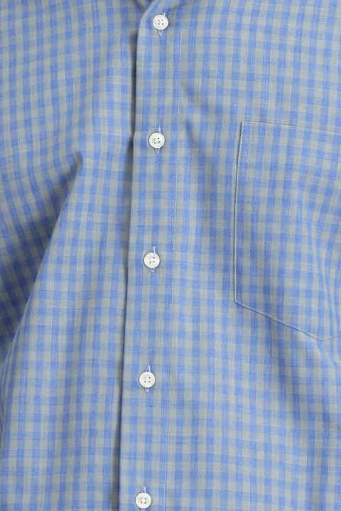 Medium Gray Long Sleeve Regular Fit Plaid Cotton Easy-Iron Shirt