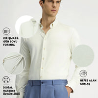 Off-White Techno-Line Long Sleeve Regular Fit Lycra Button-Down Shirt