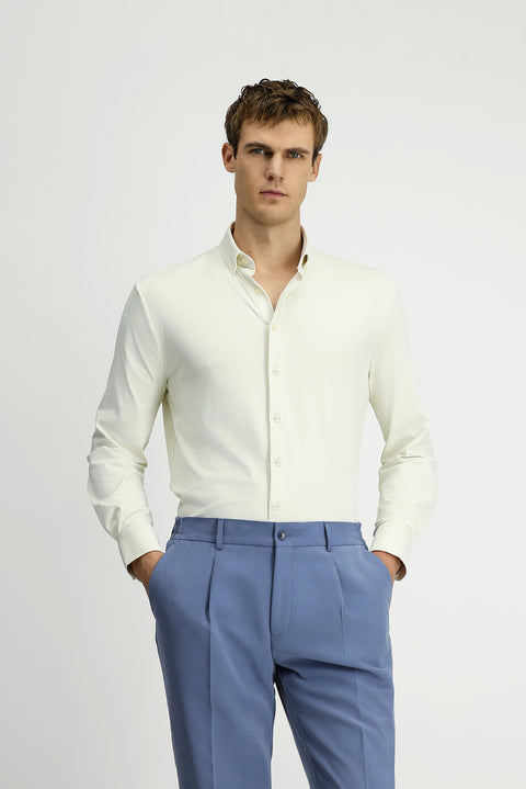 Off-White Techno-Line Long Sleeve Regular Fit Lycra Button-Down Shirt