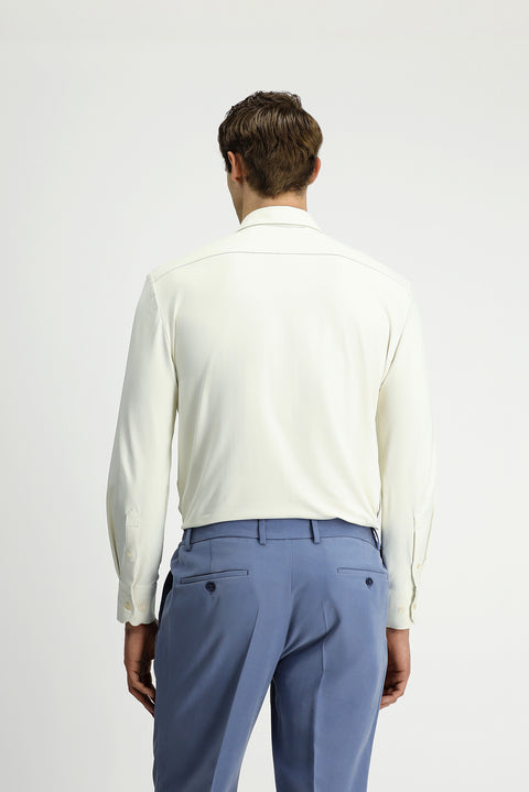 Off-White Techno-Line Long Sleeve Regular Fit Lycra Button-Down Shirt