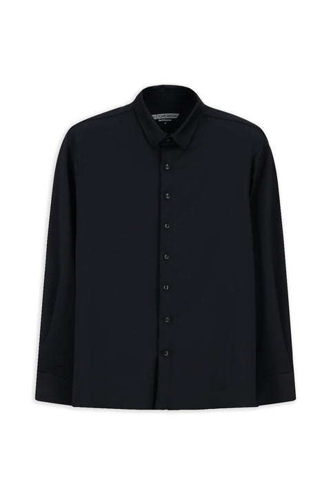 Black Techno-Line Long Sleeve Regular Fit Lycra Stretch Shirt