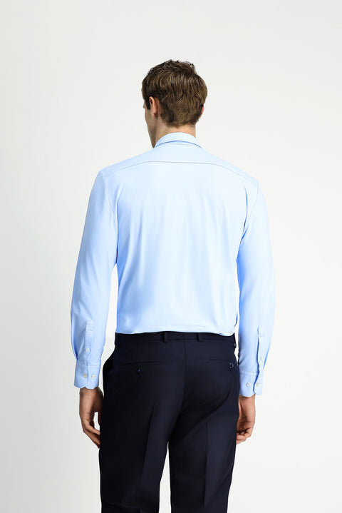 Light Blue Techno-Line Long Sleeve Regular Fit Lycra Stretch Shirt
