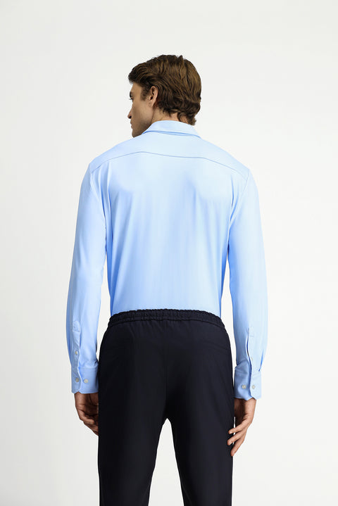 Light Blue Techno-Line Long Sleeve Regular Fit Lycra Stretch Shirt