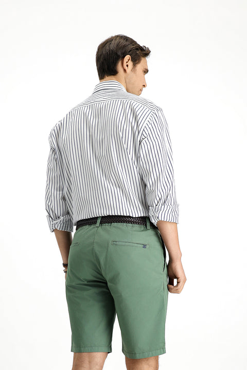 Medium Navy Long Sleeve Classic Striped Cotton Shirt
