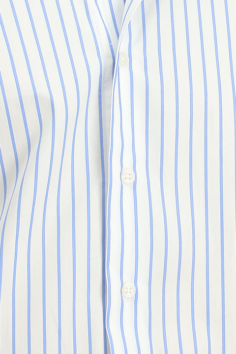 Blue Long-Sleeve Classic Striped Cotton Shirt
