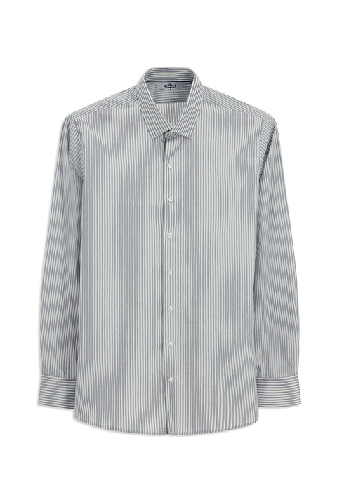 Medium Navy Long Sleeve Classic Striped Cotton Shirt