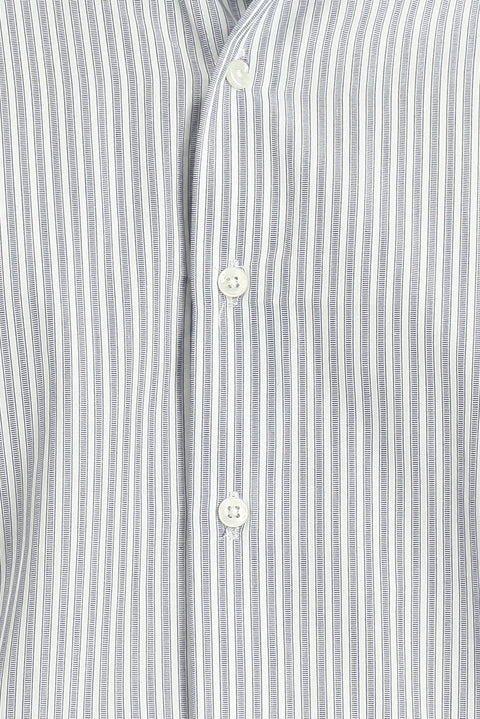 Medium Navy Long Sleeve Classic Striped Cotton Shirt