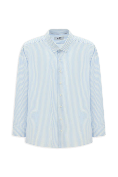 Light Blue Long Sleeve Classic Striped Cotton Shirt