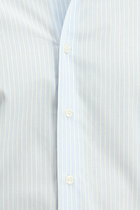 Light Blue Long Sleeve Classic Striped Cotton Shirt