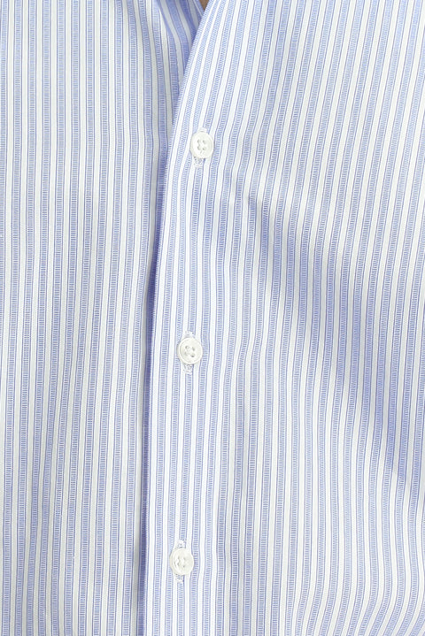 Dark Blue Long-Sleeve Classic Striped Cotton Shirt