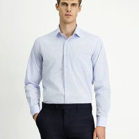 Light Blue Long Sleeve Classic Plaid Cotton Shirt