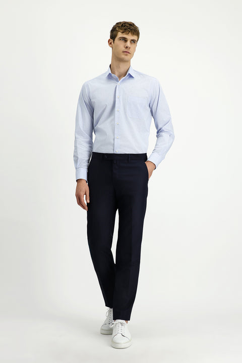 Light Blue Long Sleeve Classic Plaid Cotton Shirt