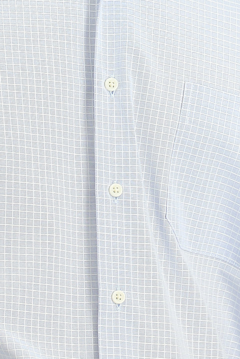 Light Blue Long Sleeve Classic Plaid Cotton Shirt