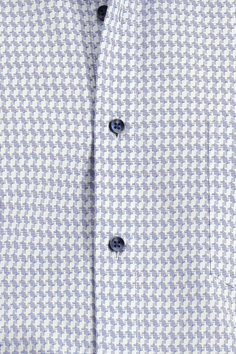 Medium Navy Short Sleeve Regular Fit Patterned Cotton Shirt