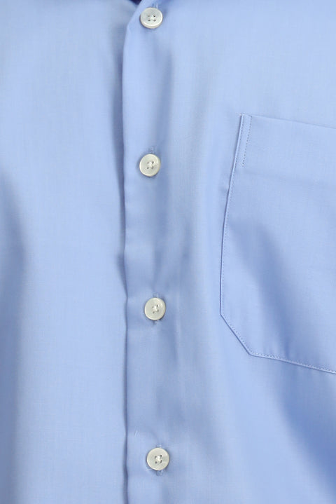 Açık Mavi Kısa Kol Regular Fit Pamuklu Non Iron Gömlek