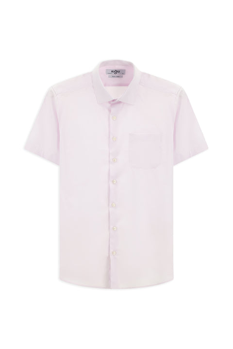 Toz Pembe Kısa Kol Regular Fit Pamuklu Non Iron Gömlek