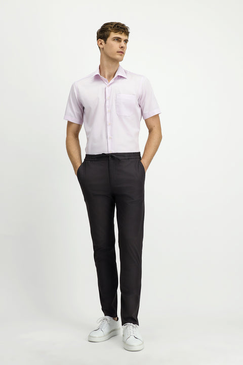 Toz Pembe Kısa Kol Regular Fit Pamuklu Non Iron Gömlek