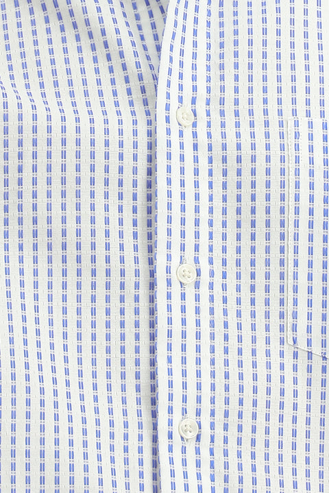 Blue Short-Sleeve Regular Fit Cotton Striped Shirt