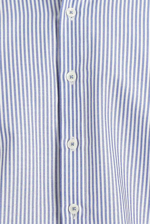 Blue Short Sleeve Regular Fit Striped Cotton Easy-Iron Shirt