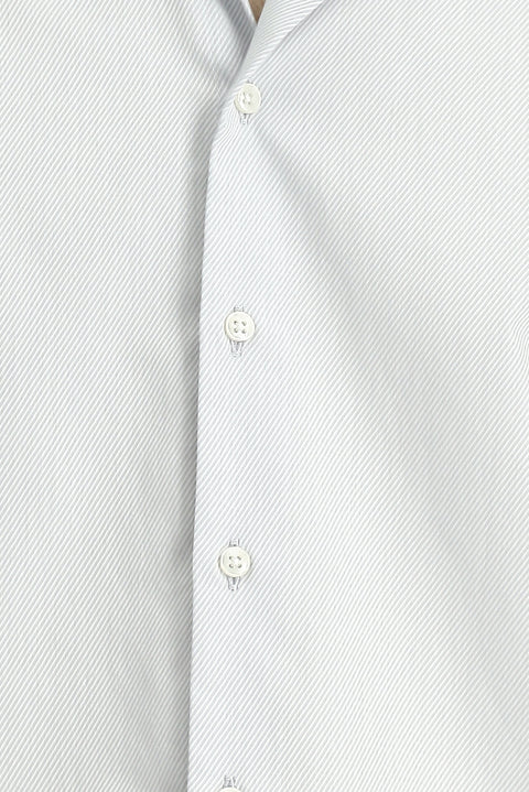 Medium Grey Long Sleeve Slim Fit Narrow Cut Classic Patterned Cotton Shirt