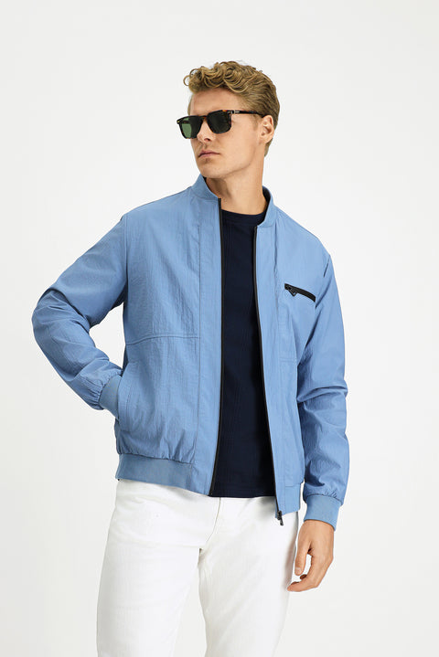 Light Blue Seasonal Sport Bomber Jacket