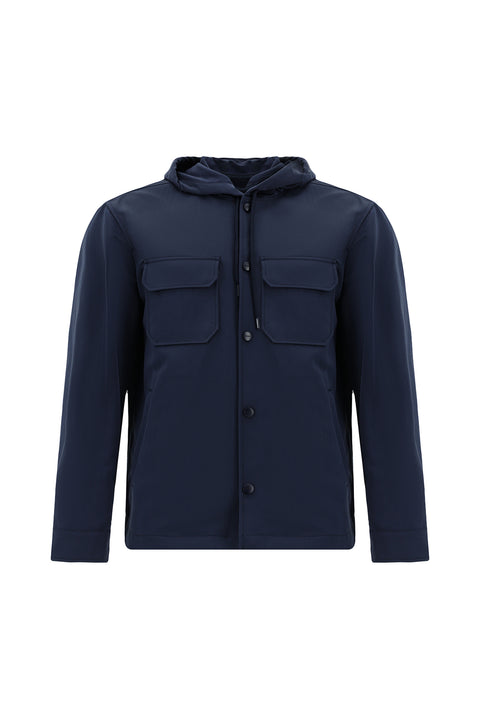 Dark Navy Techno-Line Hooded Seasonal Sport Jacket