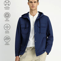 Dark Navy Techno-Line Hooded Seasonal Sport Jacket