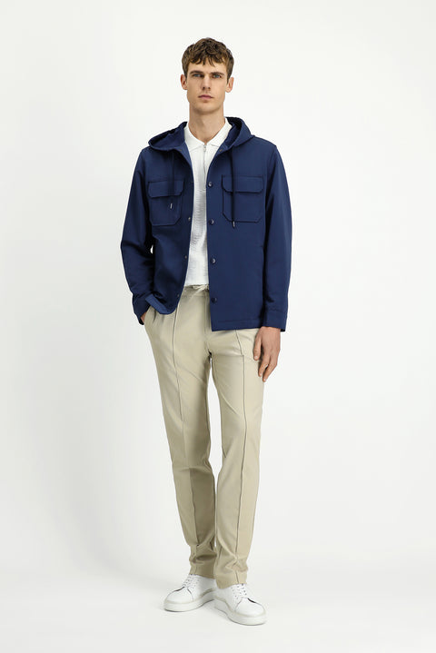 Dark Navy Techno-Line Hooded Seasonal Sport Jacket