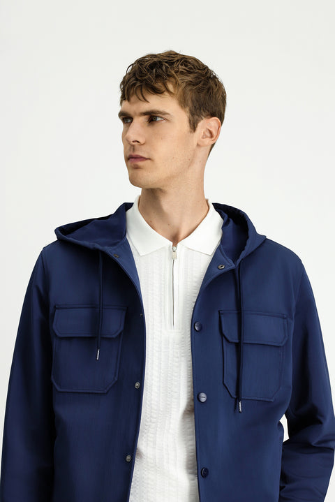 Dark Navy Techno-Line Hooded Seasonal Sport Jacket