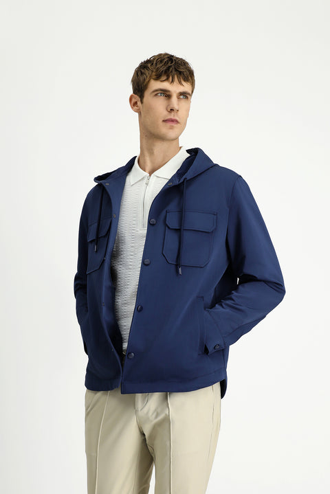 Dark Navy Techno-Line Hooded Seasonal Sport Jacket