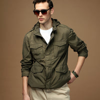 Medium Khaki Hooded Sport Seasonal Jacket