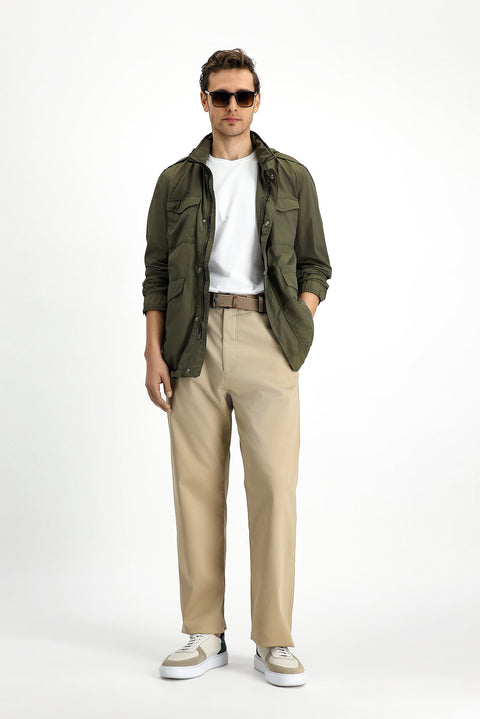 Medium Khaki Hooded Sport Seasonal Jacket