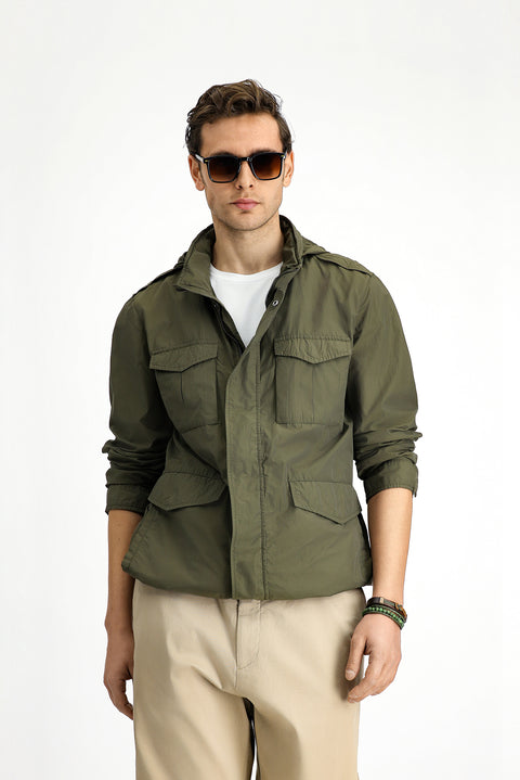 Medium Khaki Hooded Sport Seasonal Jacket