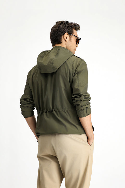 Medium Khaki Hooded Sport Seasonal Jacket