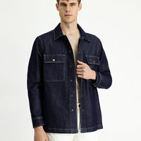 Dark Navy Regular Fit Cotton Shirt Jacket
