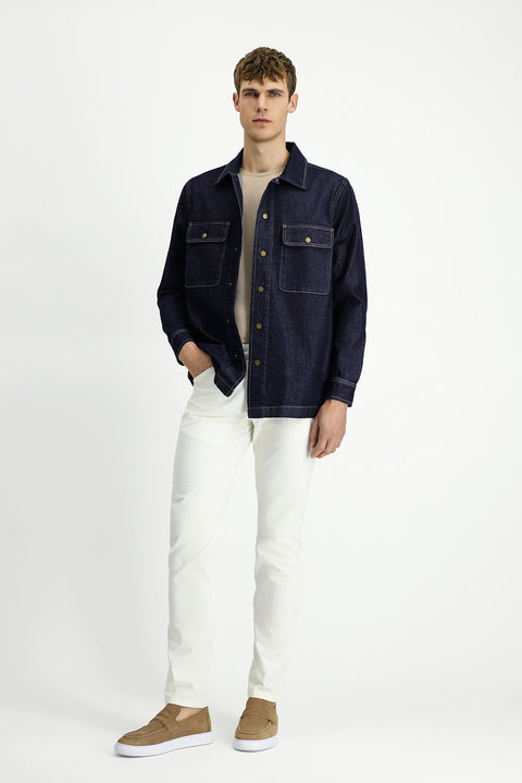 Dark Navy Regular Fit Cotton Shirt Jacket