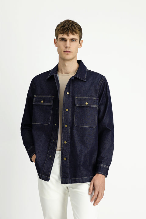 Dark Navy Regular Fit Cotton Shirt Jacket