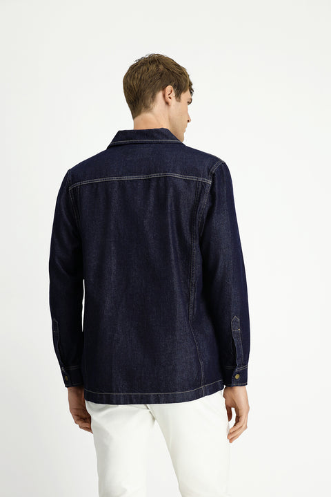 Dark Navy Regular Fit Cotton Shirt Jacket