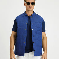 Medium Navy Quilted Sport Linen Vest