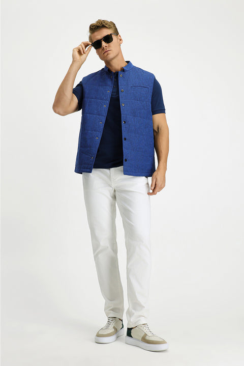 Medium Navy Quilted Sport Linen Vest