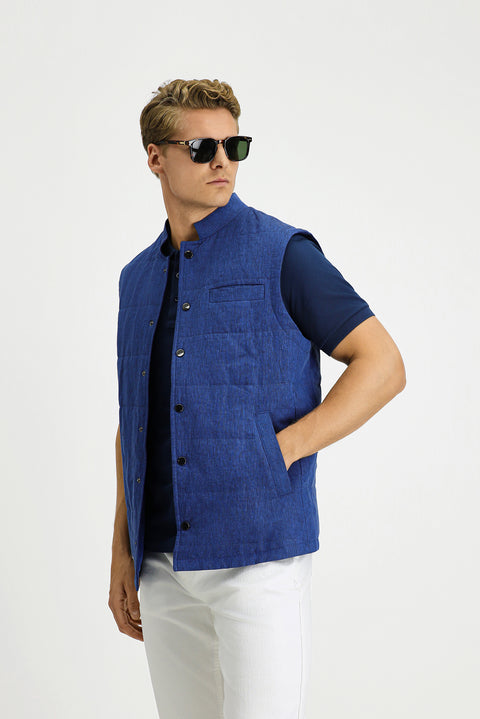 Medium Navy Quilted Sport Linen Vest