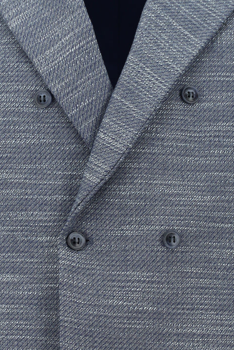 Medium Navy Patterned Classic Double-Breasted Vest